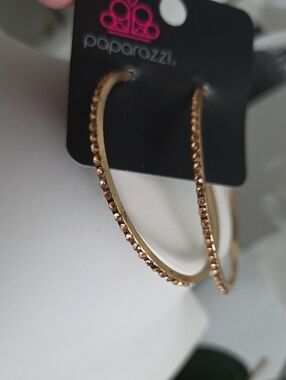 Paparazzi Rhinestone Ridge Gold Earrings NWT
